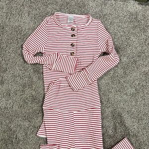 Lou Lou & Company red and white striped, ribbed top and bottom set